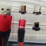 Cable magnético USB 3 en 1 (Micro USB, Tipo C y Lightning)