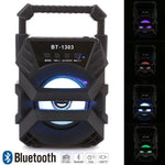 Bocina modelo 1303 con bluetooth, emisora, linea auxiliar, memoria USB y micro SD