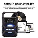Bocina modelo 1303 con bluetooth, emisora, linea auxiliar, memoria USB y micro SD