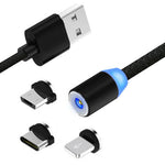 Cable magnetico USB 3 en 1 (Micro USB, Tipo C y Lightning)