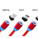 Cable magnetico USB 3 en 1 (Micro USB, Tipo C y Lightning)