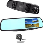 Espejo retrovisor universal con 2 camaras trasera y delantera 1080